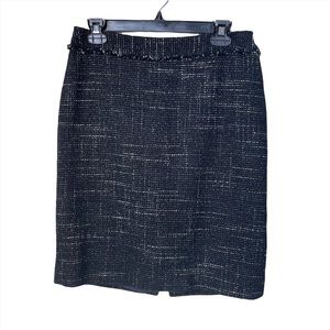 Ann Taylor Wool Blend Black & White Tweed Straight Pencil Skirt